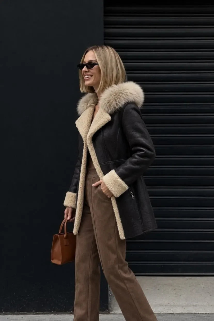 Aspen Luxe Shearling Trim Coat