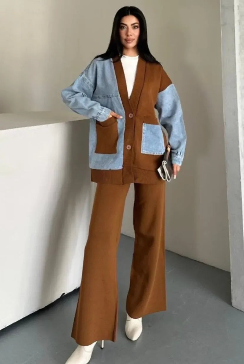 The Denim & Espresso Knit Set