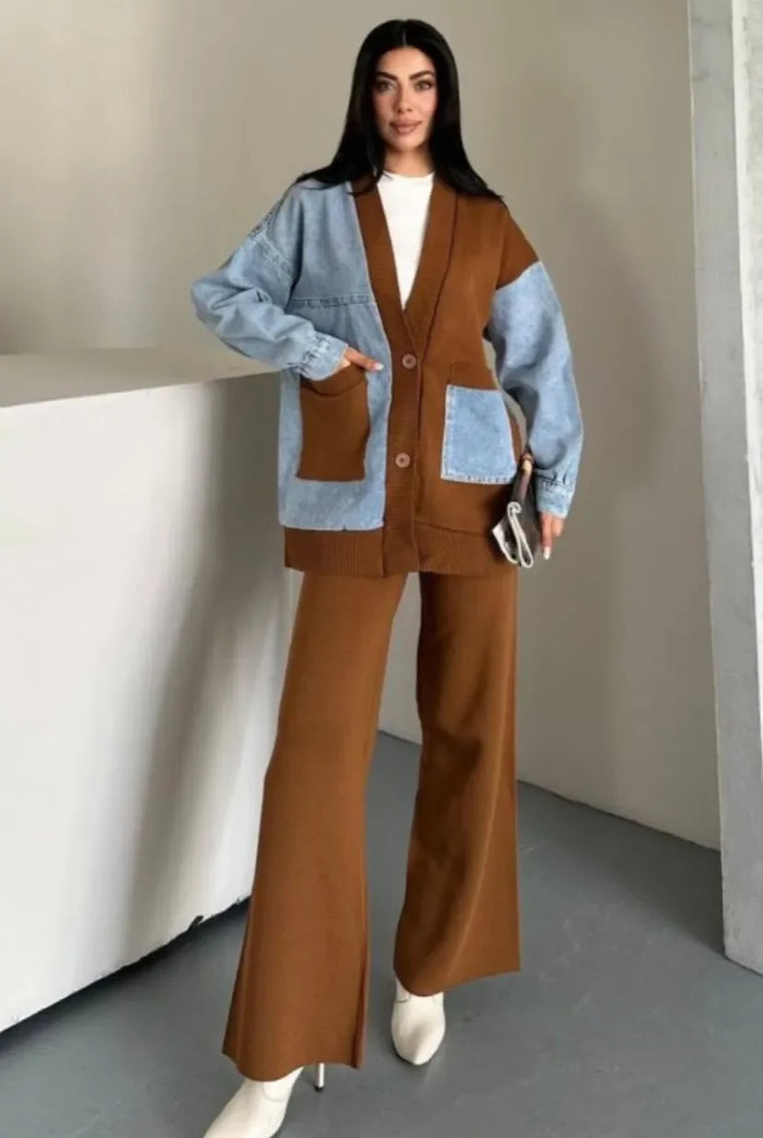 The Denim & Espresso Knit Set
