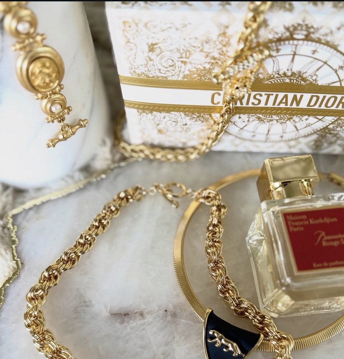 Dior jewelry flatlay