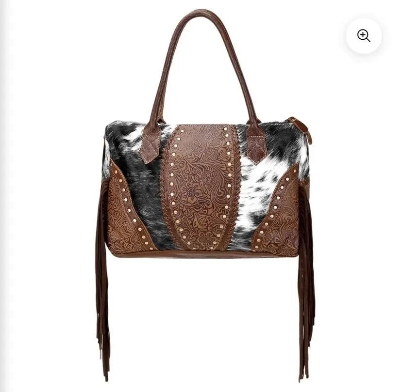 Myra Bedground Weekender Bag — Brown Leather & Hair-On Leather