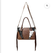 Myra Bedground Weekender Bag — Brown Leather & Hair-On Leather