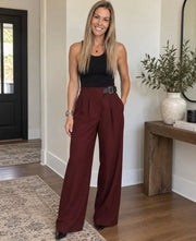 Burgundy Trousers with Belt