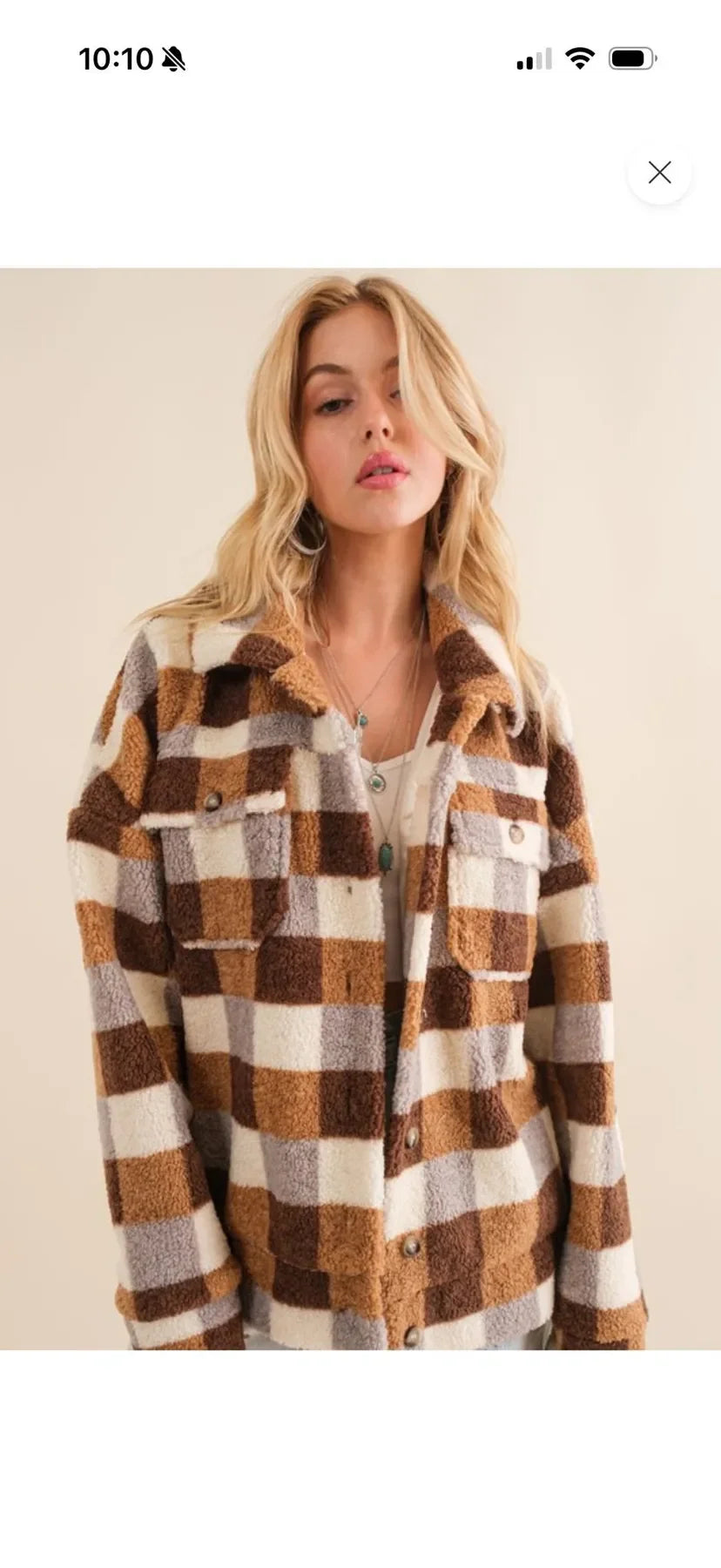 Brown Plaid Teddy Jacket