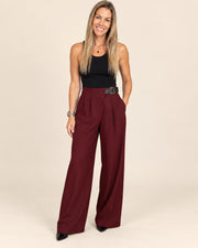 Burgundy Trousers with Belt