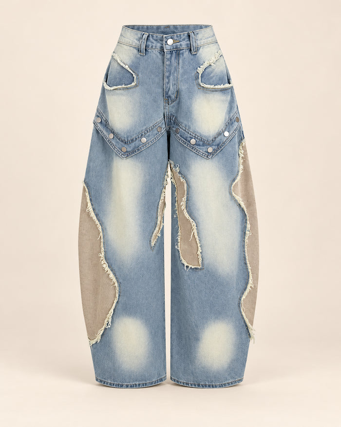 Patchwork Barrel Jeans