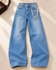 High Rise Pearl Wide-Leg Denim