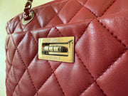 Chanel Red Quilted Lambskin Reissue Travel Tote | Built-In Rain Cover & Umbrella Holder