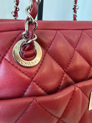 Chanel Red Quilted Lambskin Reissue Travel Tote | Built-In Rain Cover & Umbrella Holder