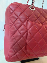 Chanel Red Quilted Lambskin Reissue Travel Tote | Built-In Rain Cover & Umbrella Holder