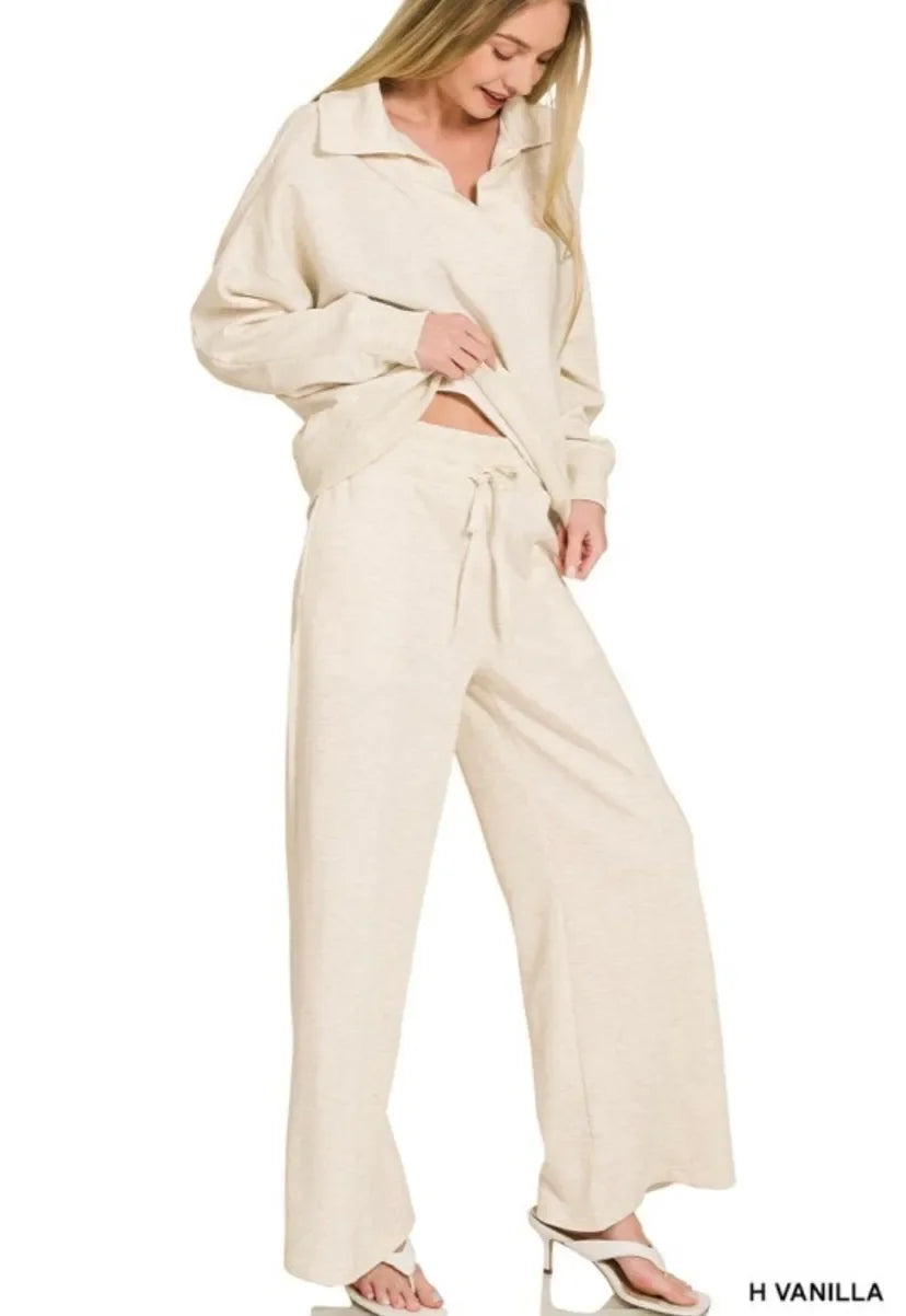 Vanilla Scuba Collared Pullover & Pants Set